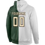 Custom Name and Number Hoodie Pullover Sweatshirt for Sports - Personalized Stitched White and Green Fashion Design Personalized