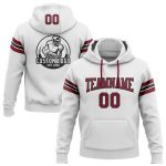 Custom Team Hoodie with Personalized Name and Number - Stitched White Crimson-Black Football Pullover Sweatshirt Personalized
