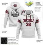 Custom Team Hoodie with Personalized Name and Number - Stitched White Crimson-Black Football Pullover Sweatshirt Personalized