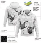 Custom Name & Number Heron Sports Hoodie - Personalized 3D Pattern Design, White Gray Pullover Sweatshirt Personalized Stitched
