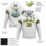 Custom Name Number Green Gold Football Hoodie Pullover Sweatshirt Personalized Stitched Design Personalized Stitched White