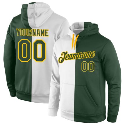 Custom Name Number Sports Hoodie Sweatshirt Personalized White Green Gold Stitched Pullover Fashion Team Apparel Personalized