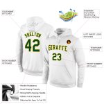 Custom Team Name Number Hoodie Sports Pullover Sweatshirt Stitched White Green Gold Personalized Stitched White Green-Gold