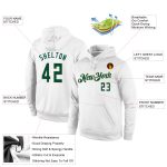 Custom Stitched Sports Hoodie with Name and Number - White Hunter Green-Cream Pullover Sweatshirt Personalized Stitched White