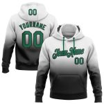 Custom Team Hoodie with Name and Number - Personalized White Kelly Green-Black Fade Sports Pullover Sweatshirt Personalized