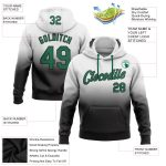 Custom Team Hoodie with Name and Number - Personalized White Kelly Green-Black Fade Sports Pullover Sweatshirt Personalized