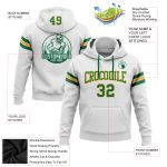 Custom Name Number Personalized Football Hoodie Sweatshirt Pullover White Kelly Green Gold Personalized Stitched White Kelly