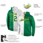 Custom Name Number Hoodie Stitched White Kelly Green Gold Split Fashion Sports Pullover Sweatshirt for Team Personalized