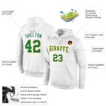 Custom Name Team Sweatshirt Hoodie Personalized White Green Gold Sports Pullover with Stitched Number Personalized Stitched