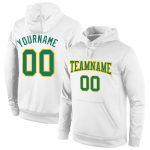 Custom Name Team Sweatshirt Hoodie Personalized White Green Gold Sports Pullover with Stitched Number Personalized Stitched