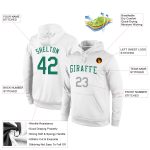 Custom Name and Number Sports Hoodie for Teams, Personalized Stitched White Kelly Green-Gray Pullover Sweatshirt Personalized