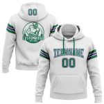Custom Name Number Football Pullover Hoodie Personalized Stitched White Kelly Green Purple Sweatshirt Personalized Stitched