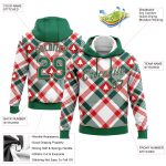 Custom Name Number Christmas Tree 3D Sports Hoodie Sweatshirt in White Kelly Green Red - Personalized Pullover Apparel Personalized