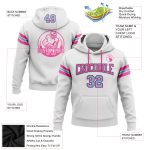 Custom Football Hoodie with Name and Number - Personalized Stitched Sweatshirt in White, Light Blue, Black, and Pink Personalized