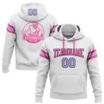 Custom Football Hoodie with Name and Number - Personalized Stitched Sweatshirt in White, Light Blue, Black, and Pink Personalized