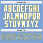 Custom Name Number Sports Hoodie Personalized Stitched Pullover Sweatshirt in White Light Blue Gold for Team Fans Personalized