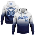Custom Name Number Fade Pullover Hoodie Sweatshirt - Personalized Stitched White Light Blue Navy Fashion Sports Team Apparel