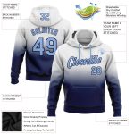 Custom Name Number Fade Pullover Hoodie Sweatshirt - Personalized Stitched White Light Blue Navy Fashion Sports Team Apparel