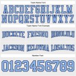 Custom Team Hoodie - Personalized Pullover Sweatshirt with Stitched Name & Number in White, Light Blue, Navy Football Design