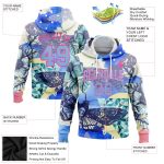 Custom Name and Number 3D Skull Flower Butterfly Hoodie Sweatshirt - Personalized Light Blue-Pink Sports Pullover Personalized