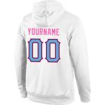 Custom Team Sports Pullover Hoodie Personalize with Name & Number - Stitched White Light Blue-Pink Sweatshirt Personalized