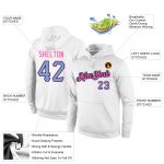 Custom Team Sports Pullover Hoodie Personalize with Name & Number - Stitched White Light Blue-Pink Sweatshirt Personalized