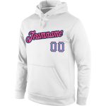 Custom Team Sports Pullover Hoodie Personalize with Name & Number - Stitched White Light Blue-Pink Sweatshirt Personalized