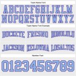 Custom Name and Number Football Hoodie Pullover Sweatshirt in Light Blue-Purple, Personalized Stitched Design, White Personalized