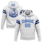 Custom Name and Number Football Hoodie Sweatshirt - Stitched White Light Blue-Royal Team Pullover Personalized Stitched White