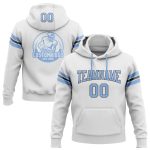 Custom Name Number Pullover Hoodie Sweatshirt for Football Teams - Personalized White Light Blue Steel Gray Personalized