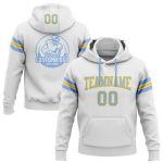 Custom Name Number Football Hoodie Personalized White Light Blue Yellow Sweatshirt Pullover Personalized Stitched White Light