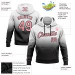 Custom Team Hoodie with Name & Number - Personalized Pullover Sweatshirt in Medium White with Pink-Black Fade Fashion Style