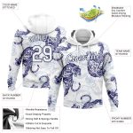 Custom Name Number Tiger Sports Hoodie Personalized 3D Pattern Design White Navy Pullover Sweatshirt Personalized Stitched