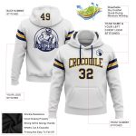 Custom Name Number Football Hoodie Sweatshirt - Personalized White Navy-Gold Stitched Pullover Apparel Personalized Stitched