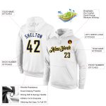 Personalized Navy Gold Sports Hoodie Sweatshirt - Stitched White Pullover Personalized Stitched White Navy-Gold Sports Pullover
