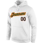 Custom Name Number Sports Hoodie Personalized Pullover Sweatshirt in White Navy Gold Personalized Stitched White Navy-Gold