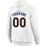 Custom Name Number Sports Hoodie Personalized Pullover Sweatshirt in White Navy Gold Personalized Stitched White Navy-Gold