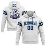 Custom Team Name and Number Football Hoodie - Personalized Stitched Sweatshirt in White Navy Gray Teal Personalized Stitched