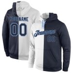 Custom Stitched Hoodie for Sports Team - Personalized White Navy-Light Blue Pullover Sweatshirt with Name & Number Personalized
