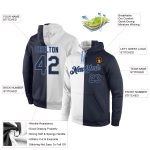Custom Stitched Hoodie for Sports Team - Personalized White Navy-Light Blue Pullover Sweatshirt with Name & Number Personalized
