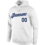 Custom Name Number Hoodie Sports Pullover Sweatshirt White Navy Light Blue - Personalized Team Apparel Personalized Stitched