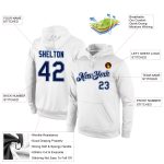 Custom Name Number Hoodie Sports Pullover Sweatshirt White Navy Light Blue - Personalized Team Apparel Personalized Stitched