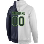Custom Name Number Personalized Sports Hoodie Sweatshirt - White Navy Neon Green Stitched Pullover Fashion Team Apparel Personalized