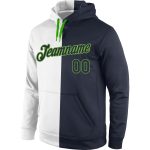 Custom Name Number Personalized Sports Hoodie Sweatshirt - White Navy Neon Green Stitched Pullover Fashion Team Apparel Personalized