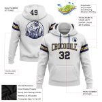 Custom Name Number Pullover Hoodie Sweatshirt - Personalized Stitched White Navy Old Gold Football Team Gear Personalized