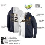 Custom Team Name Number Hoodie Sweatshirt Pullover in White Navy Old Gold - Personalized Stitched Sports Fashion Apparel