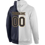 Custom Team Name Number Hoodie Sweatshirt Pullover in White Navy Old Gold - Personalized Stitched Sports Fashion Apparel