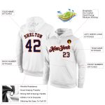 Custom Navy-Orange Stitched Sports Hoodie with Personalized Name and Number - White Pullover Sweatshirt Personalized Stitched