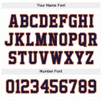 Custom Navy-Orange Stitched Sports Hoodie with Personalized Name and Number - White Pullover Sweatshirt Personalized Stitched