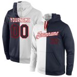 Custom Name Number Sports Hoodie Pullover Sweatshirt - Personalized Stitched White Navy-Red Fashion Team Apparel Personalized